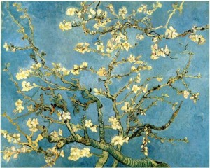 The Blossoming Almond Tree painted in the Saint Remy asylum 1890 a few months before his death. The piece was dedicated to Theo's newborn baby, Vincent.